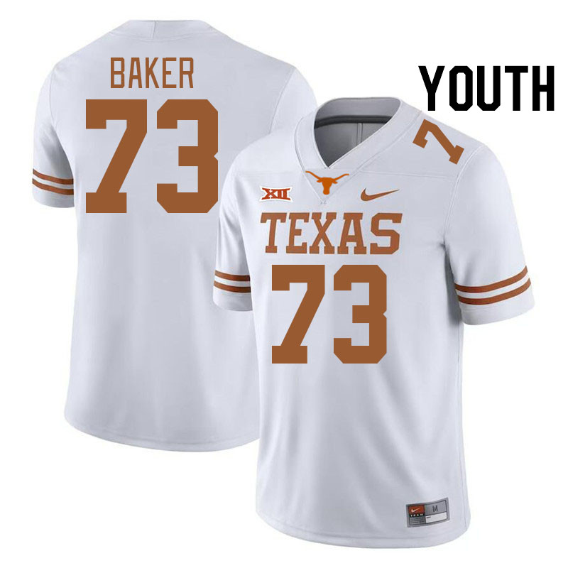 Youth #73 Brandon Baker Texas Longhorns College Football Jerseys Stitched-White